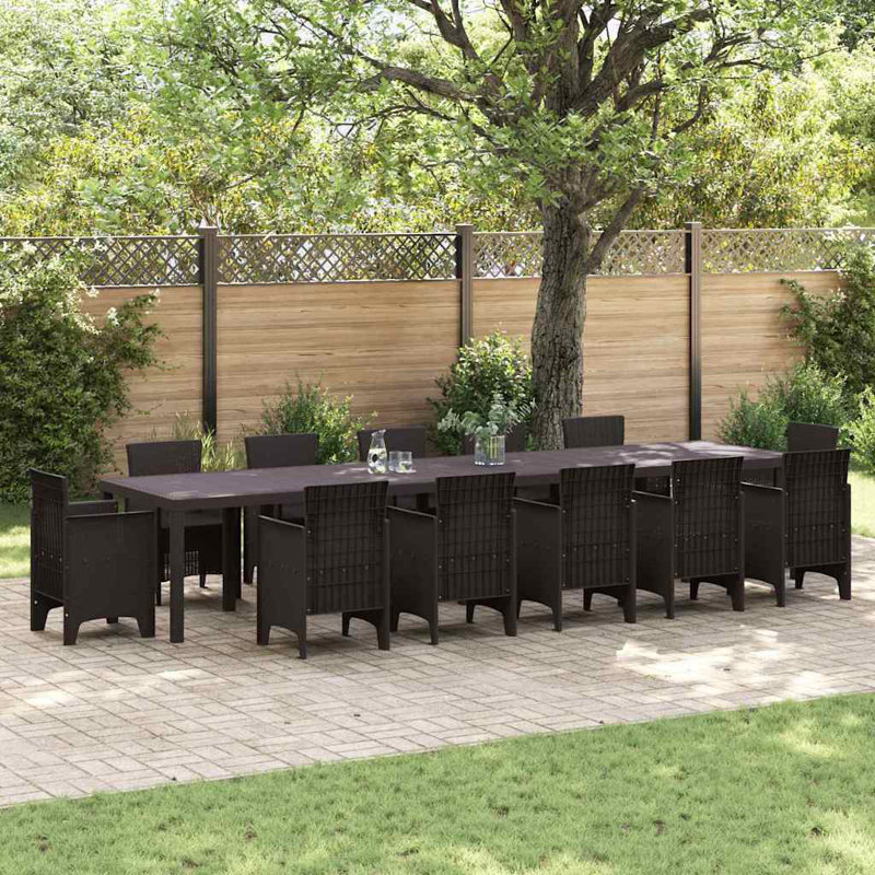 Table de jardin vidaXL en rotin de polyester brun 157,48 x 39,37 x 28,74 po, Brun
