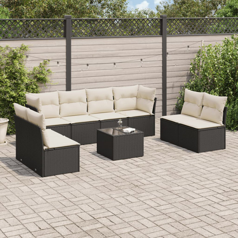 Ensemble de canapé de jardin Vidaxl noir, blanc crème