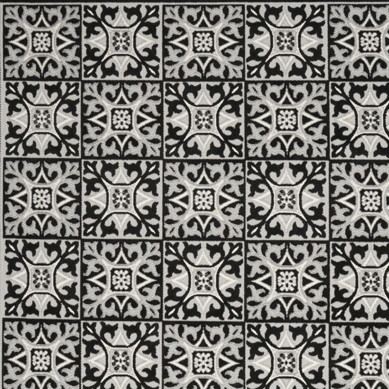 Tapis intérieur / extérieur noir et blanc Minvydas Aloha, Rectangle 3 pi 6 po x 5 pi 6 po