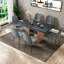 Expandable Dining Table Set With Storage, Modern Dark Grey Linen And Mdf