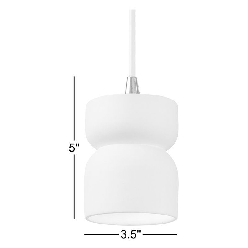 Luminaire suspendu simple Nysta, Blanc mat, Chrome poli