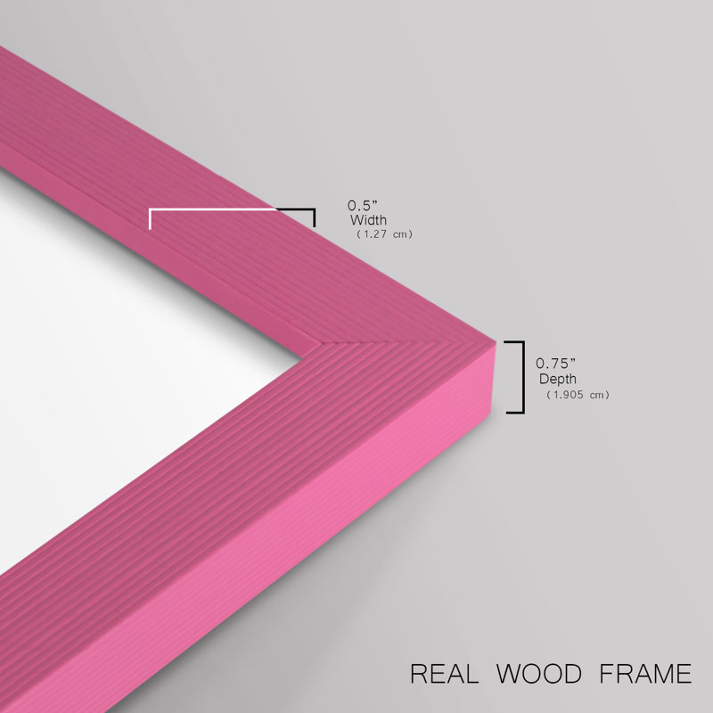Impression abstraite encadrée CDXC - prête à être accrochée - fabriquée aux États-Unis, Rose, H 14 po x l 11 po