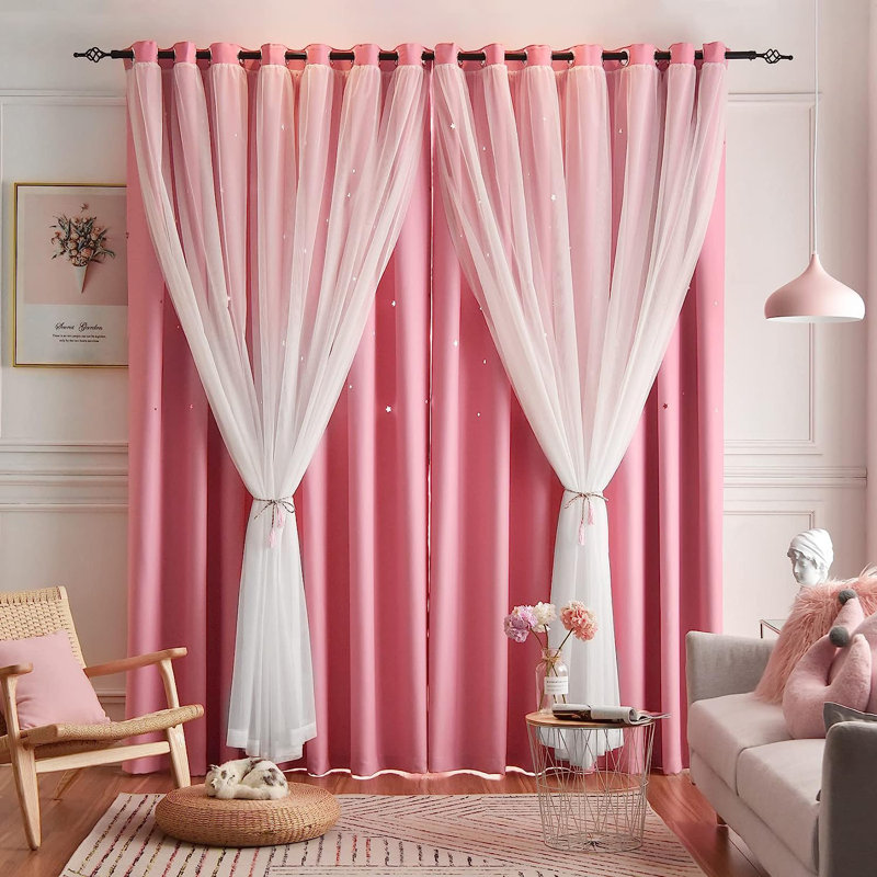 Anthani Room Darkening Curtain Single Panel, Pink