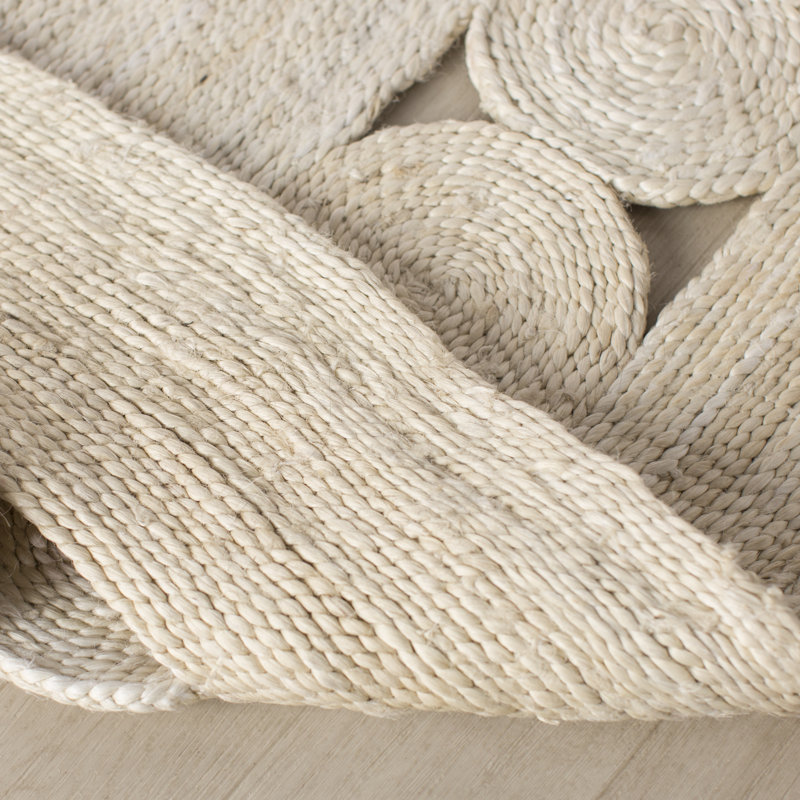 Tapis beige en jute à tissage plat Varney, Rond 3 pi