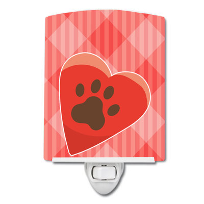 Puppy Pawprint Heart Ceramic Night Light