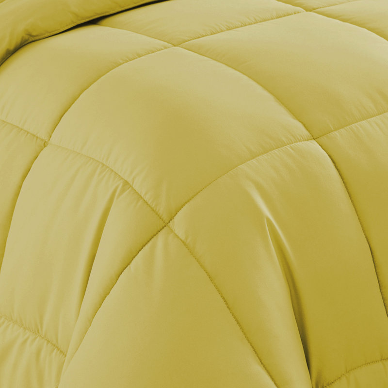  Luxury Alternative Comforter and Sheet Set, Yellow, Full Comforter + 6 Additional Pieces