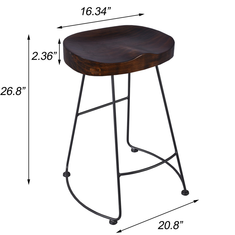 Seleukos Counter Stool with Metal Frame, Walnut/Black