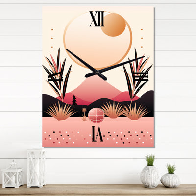 Boho Dreams Abstract Landscape In Vintage Pink III - Horloge murale