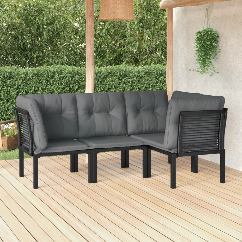 4-Sitzer Lounge-Set Kuwanna aus Polyrattan mit Polster