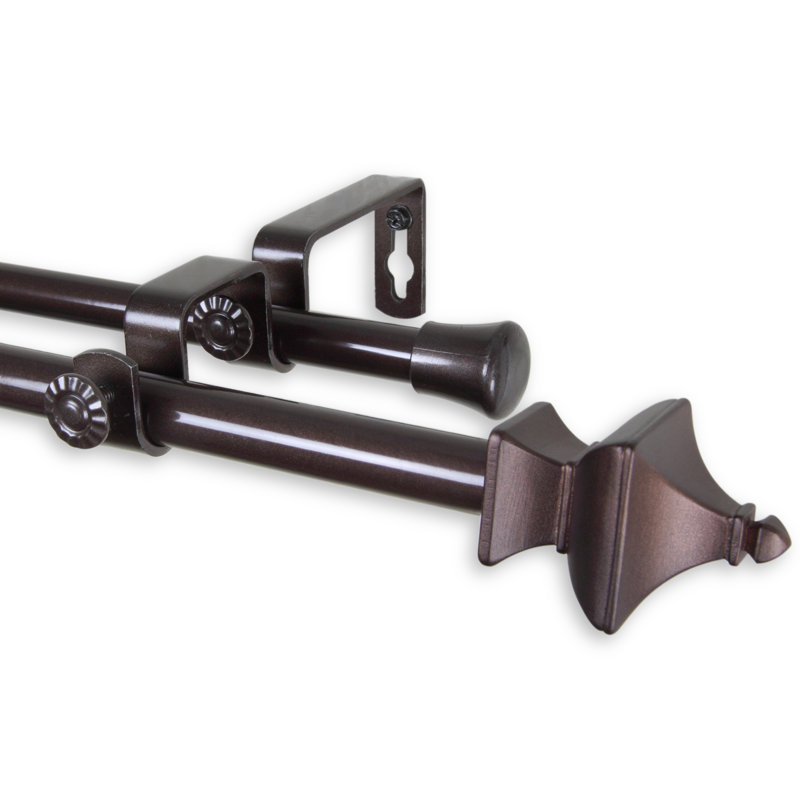 Esta Adjustable 0.62'' Double Curtain Rod, 84" - 120", Cocoa