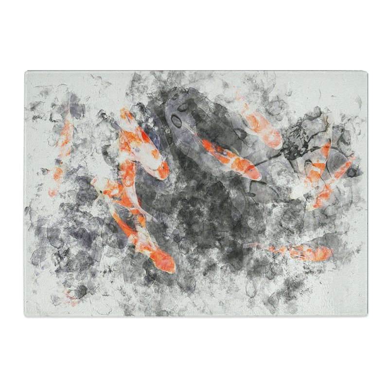 Tempered Glass Carp & Koi Fish Chopping Board, 28.5 cm x 39 cm