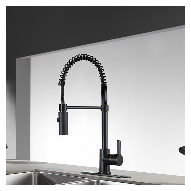 Kingston Brass Continental Single-Handle 1-Hole Deck Mount Pre-Rinse Kitchen Faucet, Naples Bronze