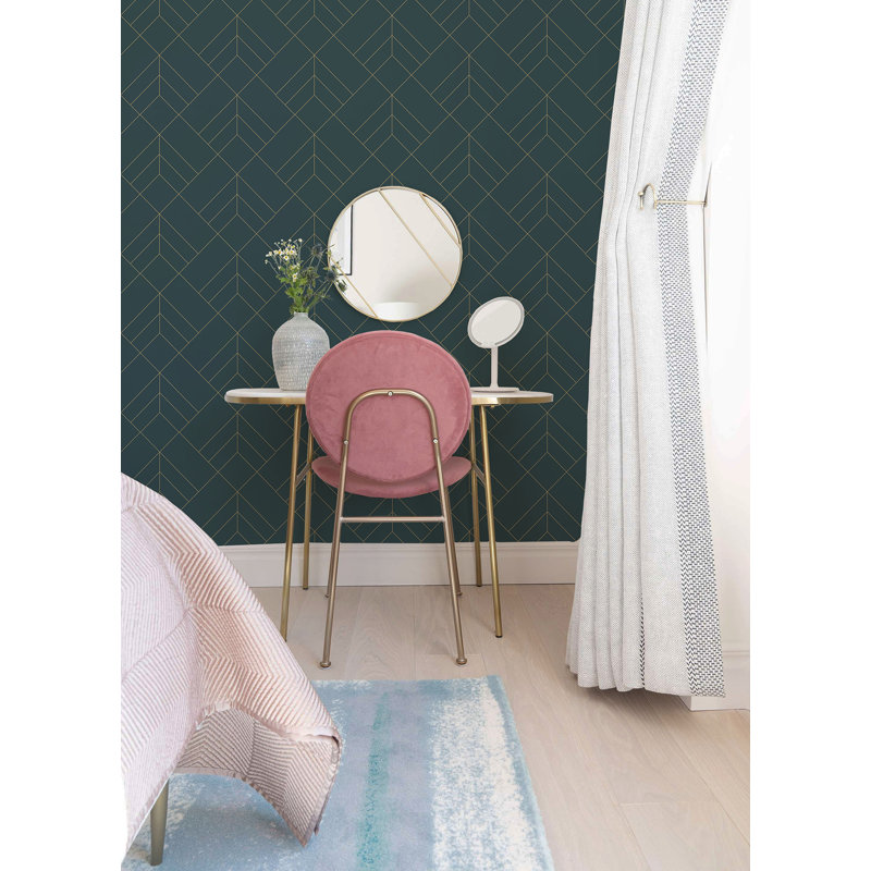 Hannah Geometric Wallpaper Roll, Slate