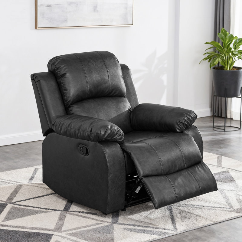 Fauteuil de chasse manuel moderne en cuir végétalien de 35 po de largeur avec accoudoirs et dossier confortables (ensemble de 2)