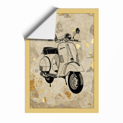 Scooter Blueprint Vintage - Framed Print