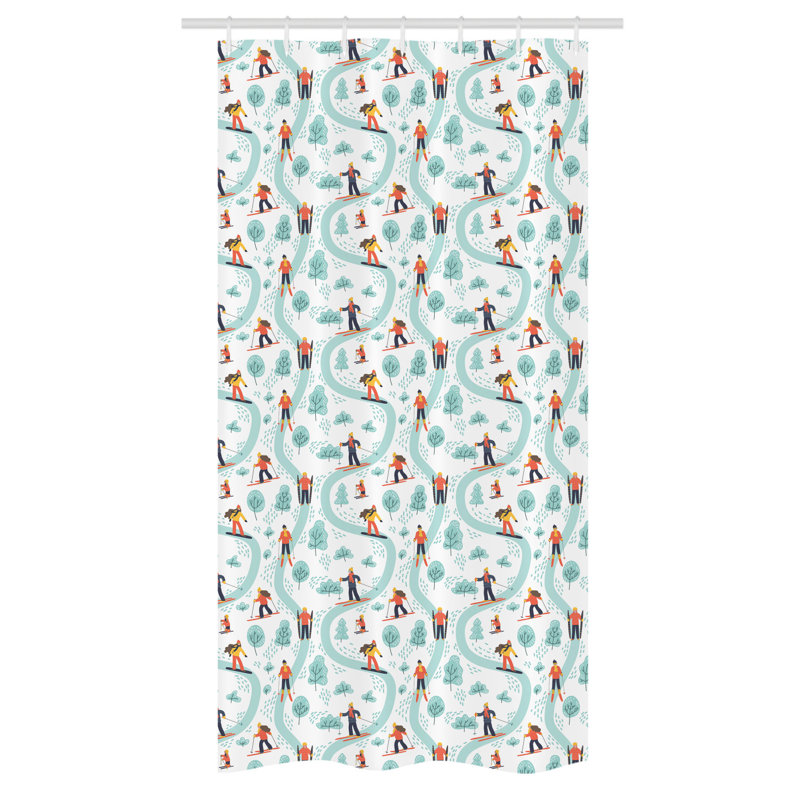 Geometric Shower Curtain with Hooks Included, 36" W x 72" L