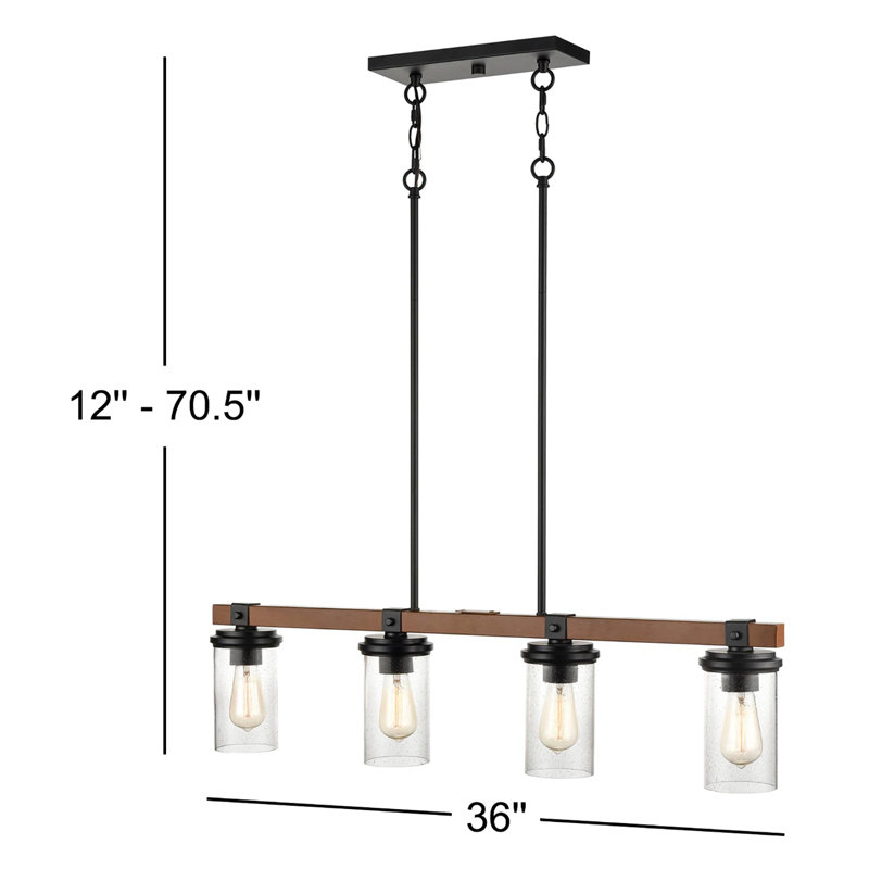 Luminaire suspendu linéaire à 4 lumières pour îlot de cuisine Nugent