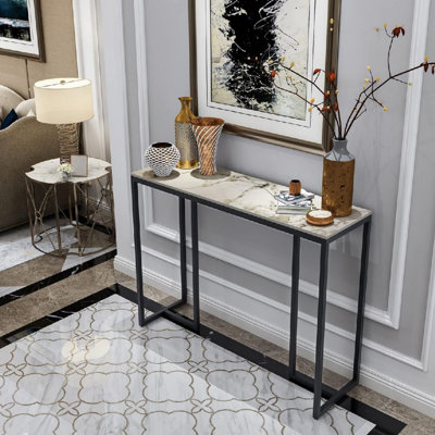 White Marble Top Console Table 100cm High for Living Room