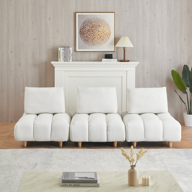 Canapé modulaire 3 pièces Samiur, Beige, H 29,5 po x L 90 po x l 40,2 po