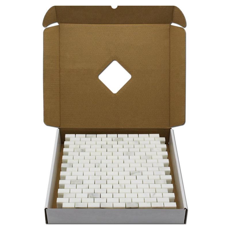 Adriatica 0.63" x 1.25" Marble Brick Joint Mosaic Wall & Floor Tile, Calacatta