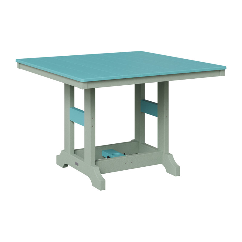 Garden Classic Outdoor Square Bar Table, Seafoam, Aruba Blue