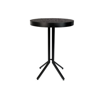 Maze Teak Round Solid Wood Top Metal Base Dining Table