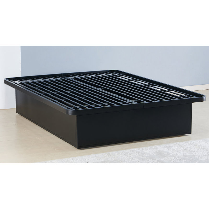 16" Premium Heavy Metal Platform Bed Frame with Metal Supports for Maximum Durability in Black, King