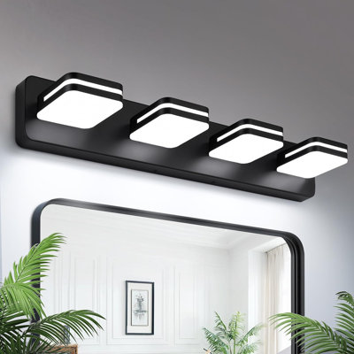 Led Modern Bathroom Vanity Light Fixtures, 4-light Acrylic Matte Black Wall Lighting Over Mirror