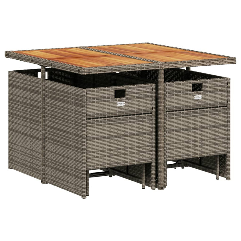  Garden Dining Set Grey And Brown PE Rattan 9-Piece Set Foldable, Gray, Dark Gray