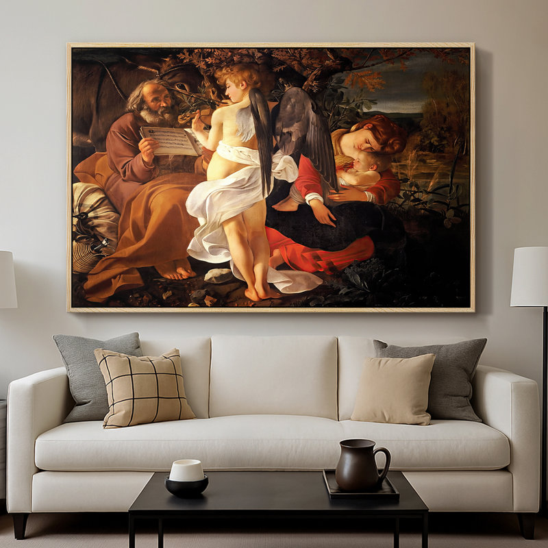 Reposez-vous sur la fuite en Égypte, v. 1597 - Toile tendue avec châssis Caravaggio, 26 x 40, Naturel