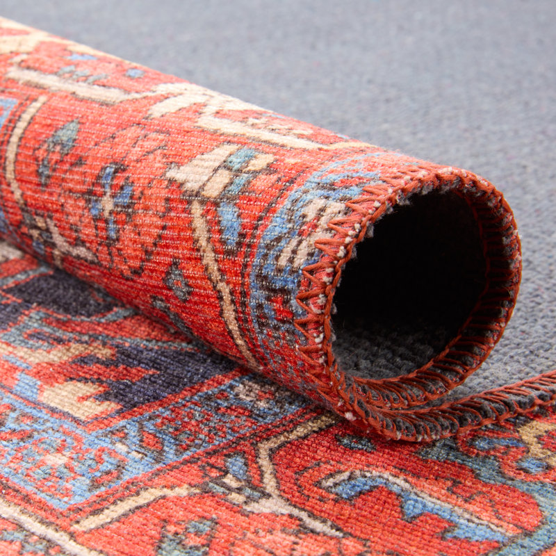 Tapis oriental en polyester tissé à la machine Harman, Rectangle 5 pi x 7 pi 6 po