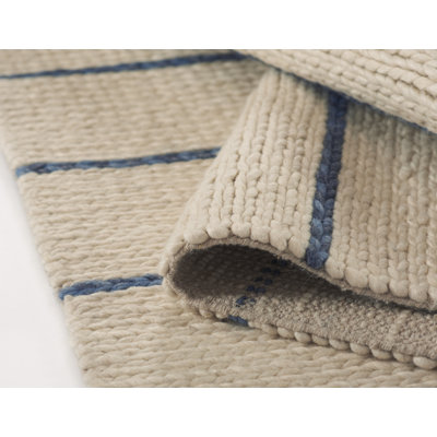 Lemington Beige Blue Hand-Braided Striped Rug
