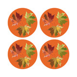 Autumn Leaves Vegan Leather Round Pebble Placemat