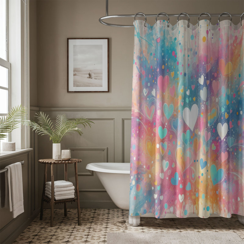 Splatter of Affection - Rideau de douche standard 1 pièce, H 74 po x l 71 po