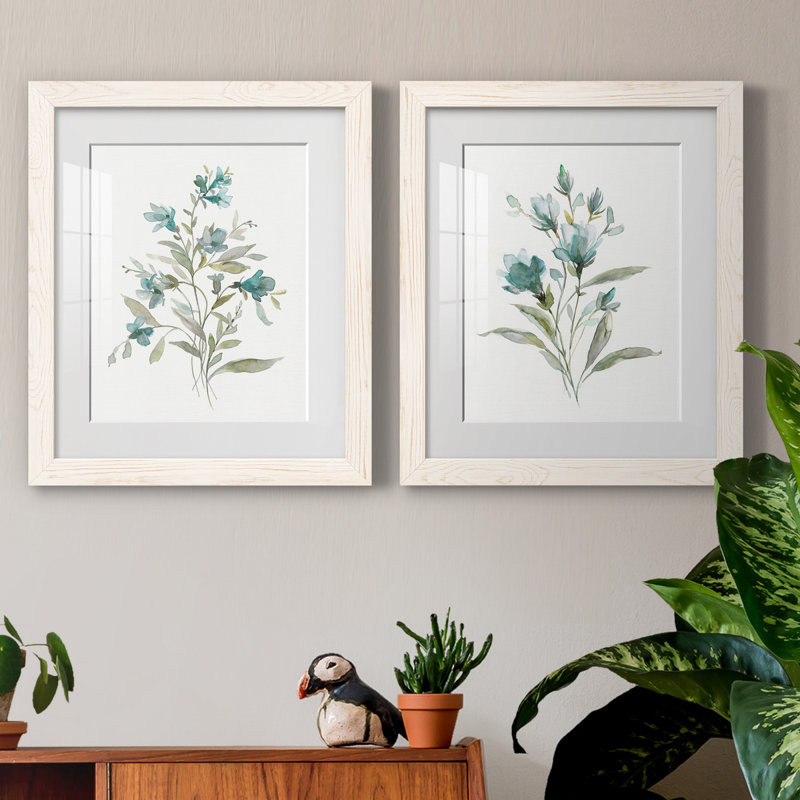 Linen Botanical III - ensemble de 2 reproductions d'art, H 20 po x l 17 po x P 1 po, Papier encadré blanc, Blanc