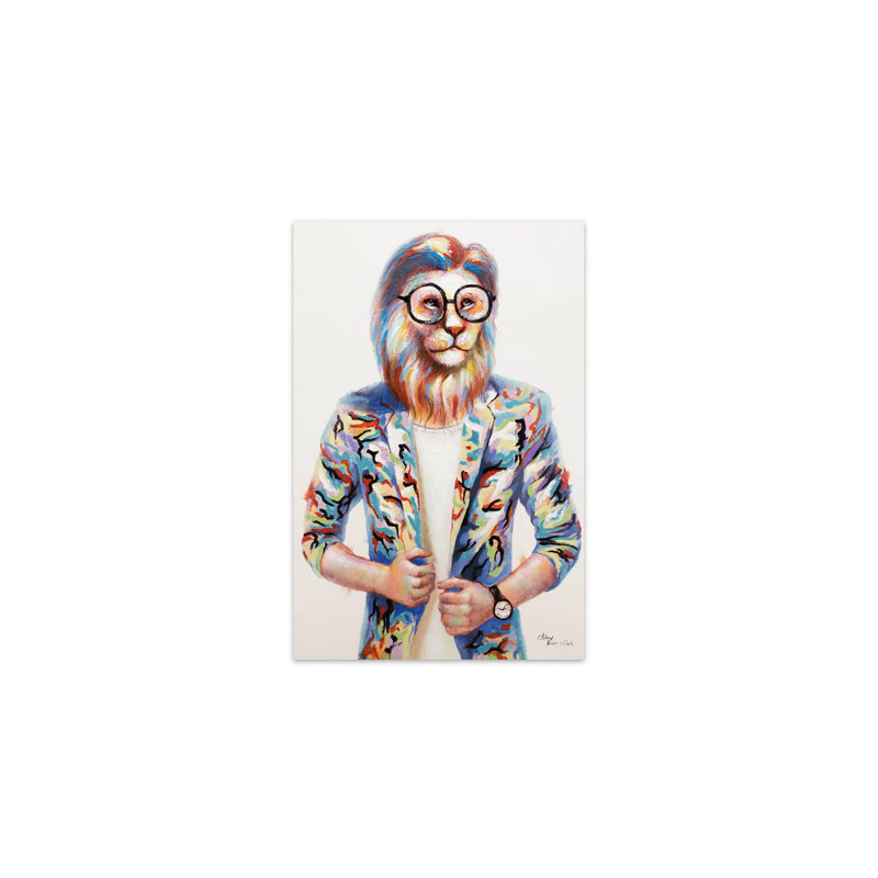 Hipster Lion Acrylic Painting