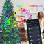 Arbre de Noël vert avec lumières à DEL RVB contrôlées par le Wi-Fi, pointes en PVC, 38 fonctions d'éclairage, synchro musicale, structure à charnières et support en métal - arbre des Fêtes contrôlé par une application intelligente-1312149952