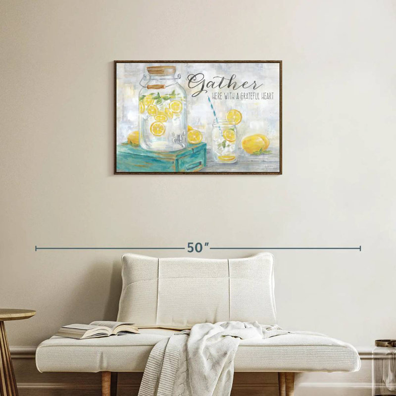 Paysage «Gather Here Country Lemons», Cadre flottant noyer, 31 po x 21 po