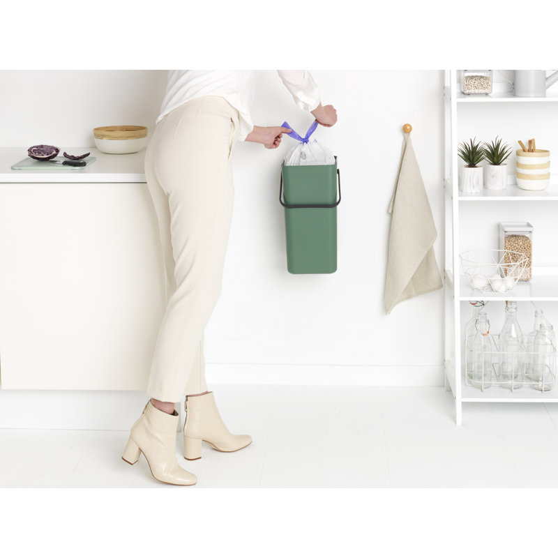 Brabantia Sort & Go Plastic Recycling Bin 4.2 Gallon, Fir Green