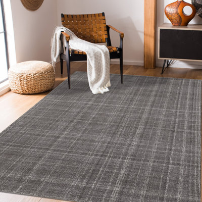 Tapis gris en laine tissé à la main Bakstran