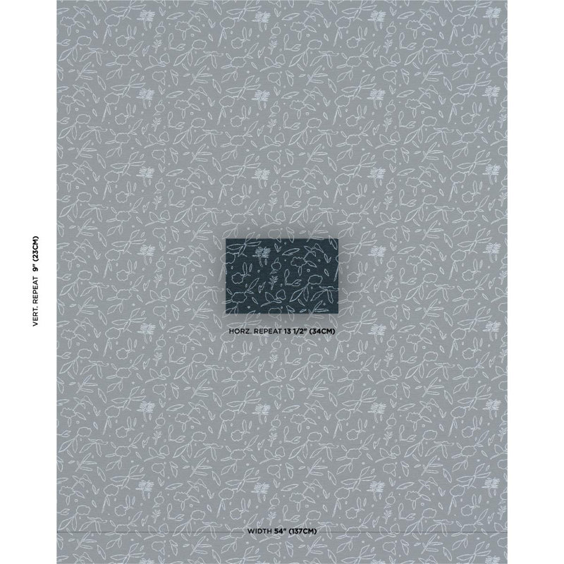 Tissu Schumacher X Caroline Z Hurley, Bleu