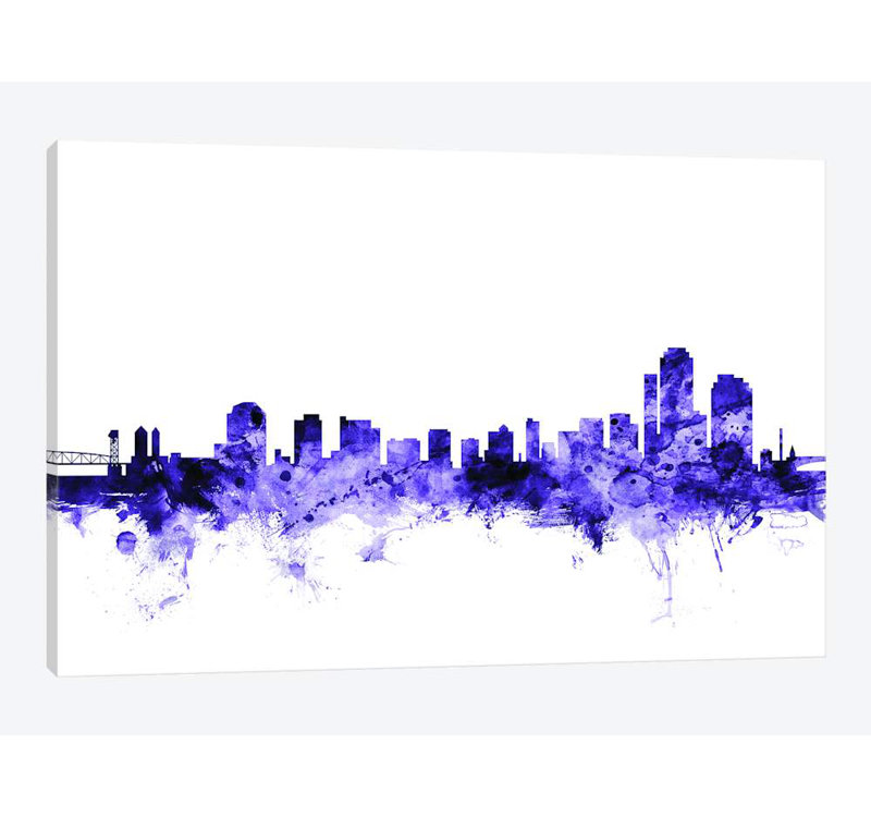 «Wilmington, Delaware Skyline» par Michael Tompsett, reproduction d'art graphique sur toile, 8 po x 12 po x 0,75 po