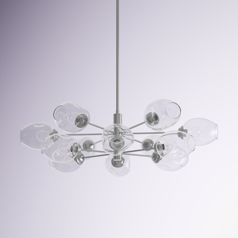 Lustre linéaire Spoutnik moderne à 12 lumières Helen, Chrome