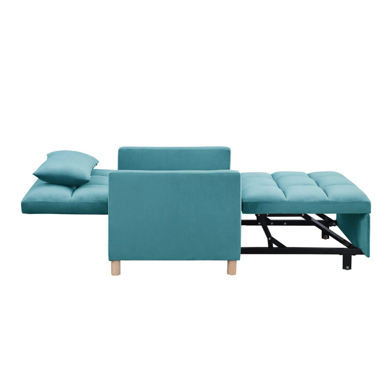 Fauteuil convertible en velours capitonné l 31,45 po Anhat, Velours vert