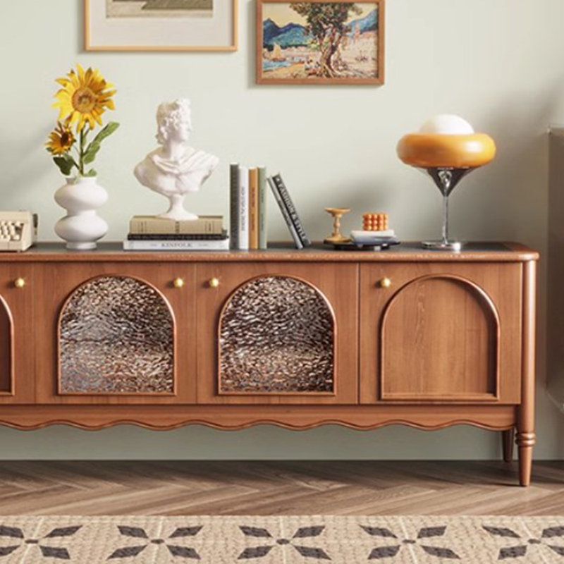 Meuble télé en bois massif de style rétro, H 25,19 po x l 78,74 po x P 15,74 po
