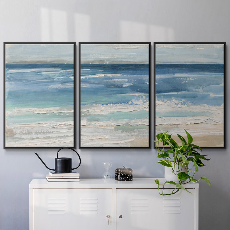«Ocean Waves I», reproduction sur toile 3 pièces, H 40 po x l 78 po x P 2 po, Noir