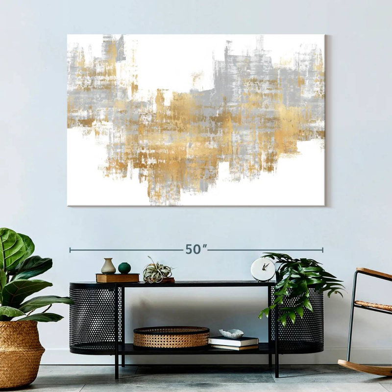 Avery Dynamic Gold On Grey II, 34" H x 51" W