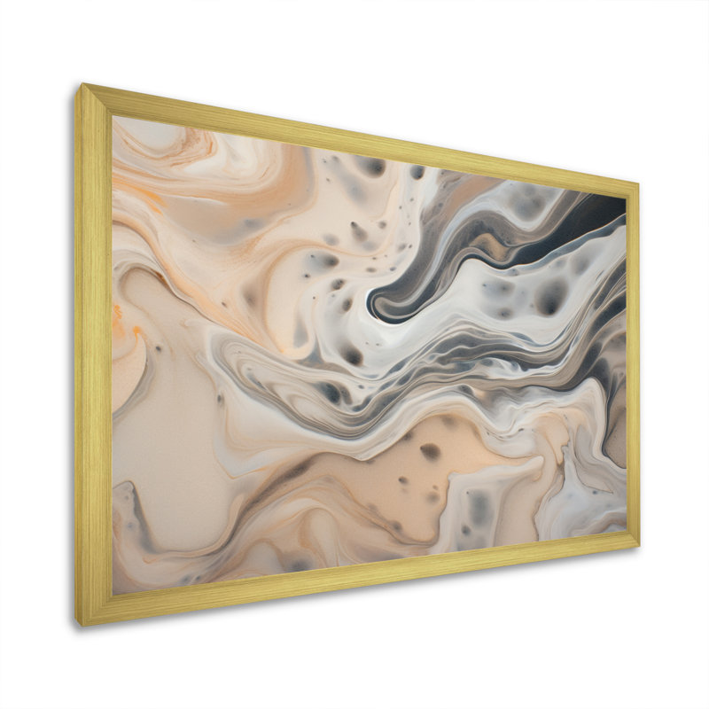 Abstrait en marbre avec espace de reproduction I, reproduction d'art sur toile, Cadre doré à une seule photo