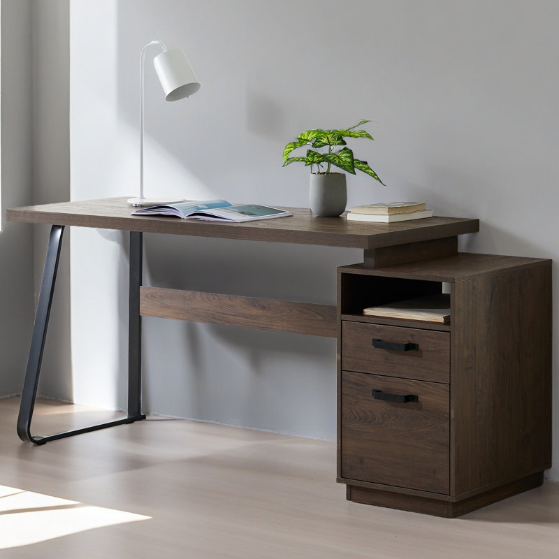Bureau d'ordinateur à domicile avec tiroirs / dossiers suspendus de format lettre, table d'écriture avec tiroirs