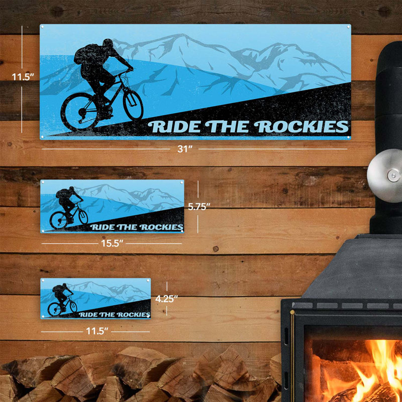 «Ride The Rockies Metal Sign» sur métal, H 5,75 po x l 15,5 po